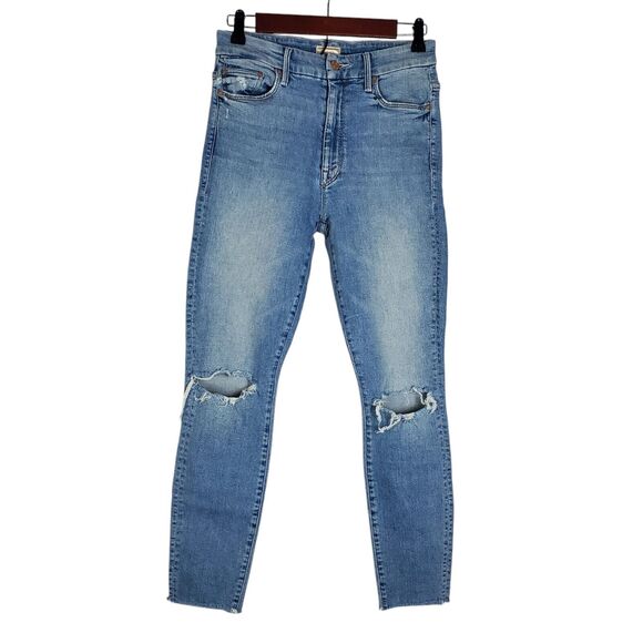 Mother Denim High Waisted Looker Ankle Fray Shoot To Thrill Destroyed Jeans 27 - Picture 2 of 16